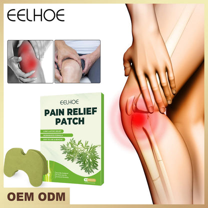 Green mugwort knee patches 10-pack, showing single patch and product box