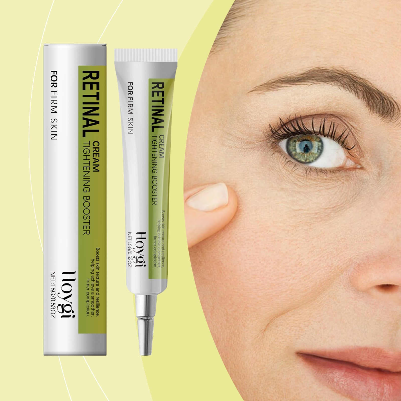 Retinol brightening firming cream tube and box, 15 g