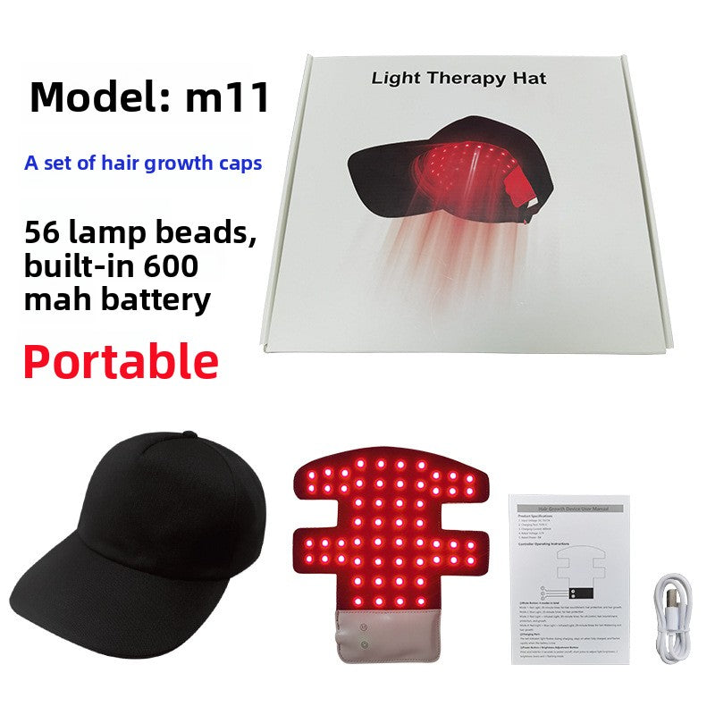 Hair growth cap kit box with black cap and red LED controller