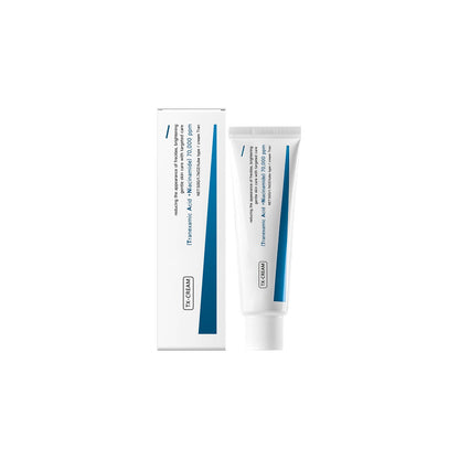 Brightening spot-reducing cream tube and carton on a white background