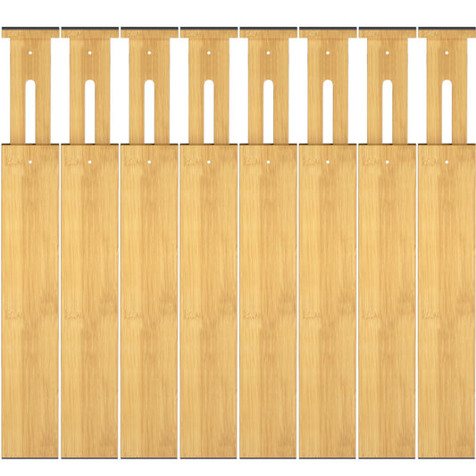 Natural bamboo drawer dividers, multiple adjustable panels with upright slats