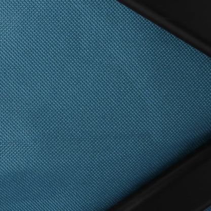 Teal woven fabric panel with black trim for collapsible utility wagon