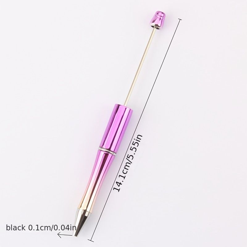 5pcs Electroplated Bead Pen Plastic Beadable Pen Bead Ballpoint Pen Assorted Bead Pen Shaft Black Ink Rollerball Pen For Kids Students Office School Supplies