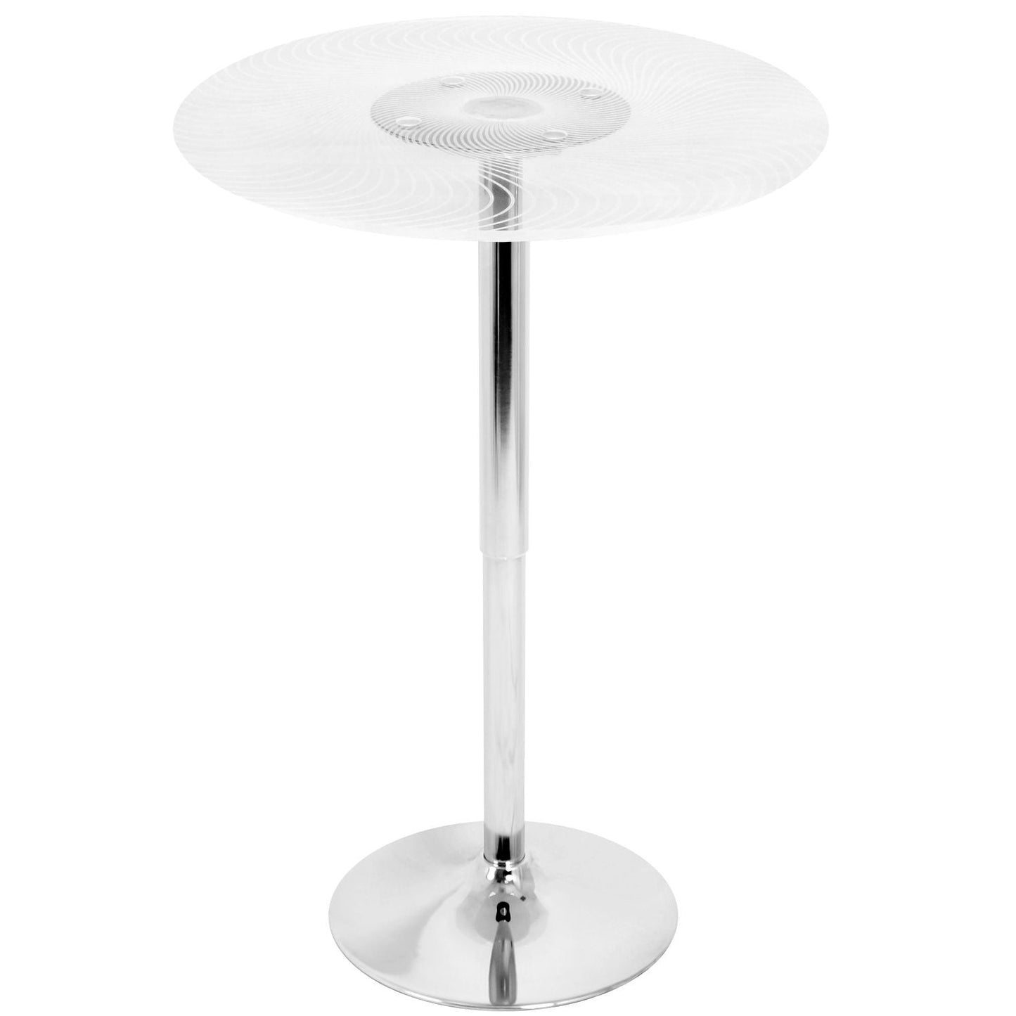 Spyra-Ale Contemporary Adjustable Bar Set in Chrome Metal, Clear Acrylic with Light Up Tabletop, and White PVC by - 3 Piece