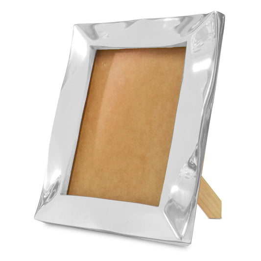 Silver tabletop picture frame with easel back and clear front