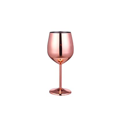 Rose metallic champagne flute with round bowl and flared foot, isolated view