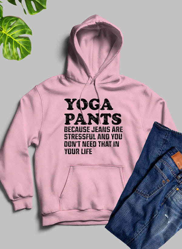 Yoga pants hoodie in pink, with hood, front pocket, YOGA PANTS chest graphic