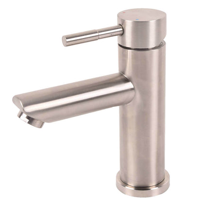 Stainless steel single-hole kitchen faucet with cylindrical deck base