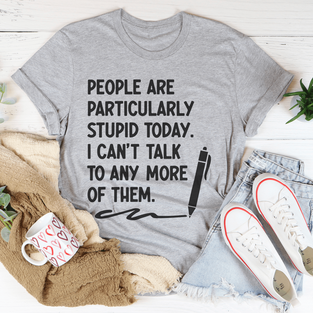 Heather gray T-shirt with bold quote graphic and drink illustration on front