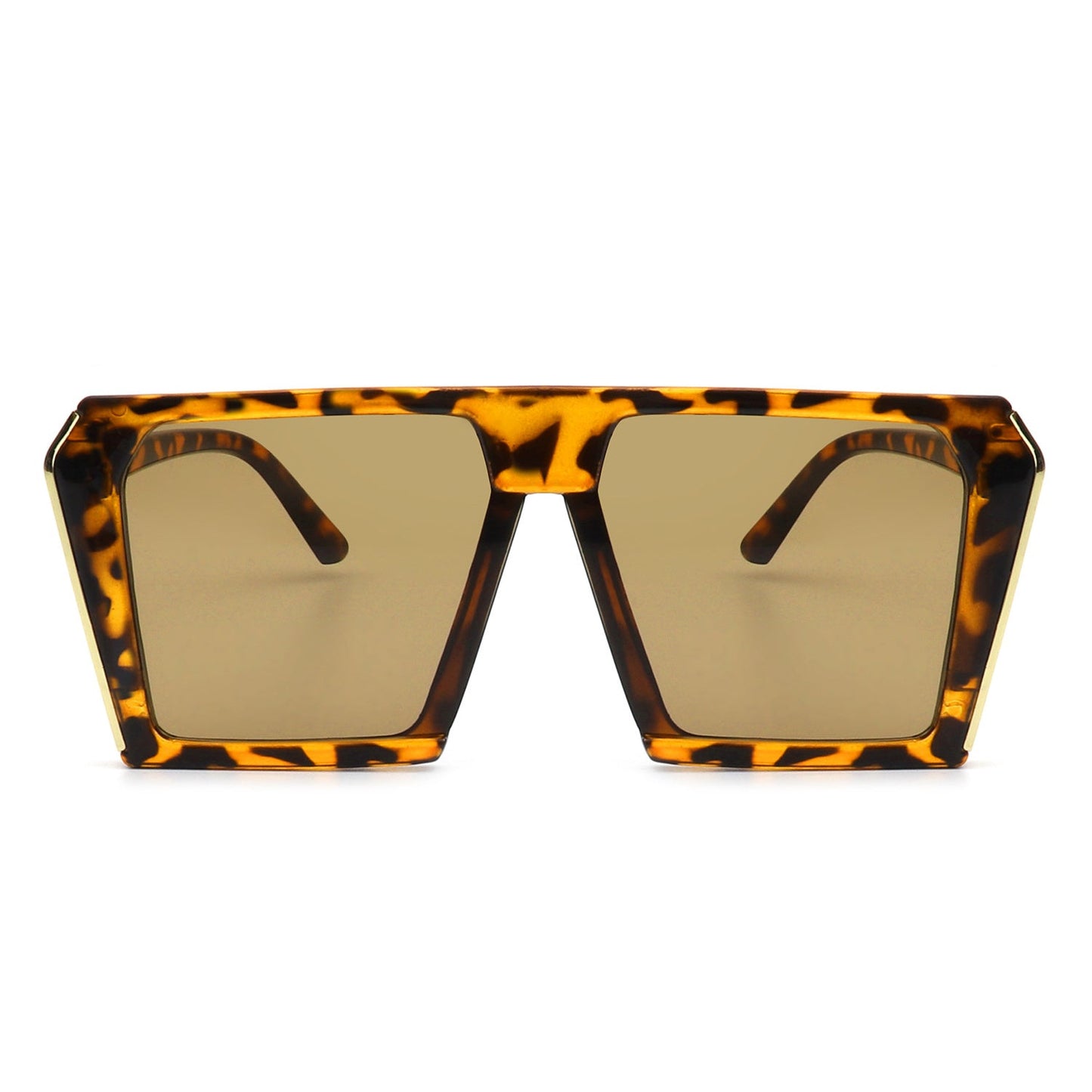 Women’s square oversize sunglasses, tortoise frame with tan lenses