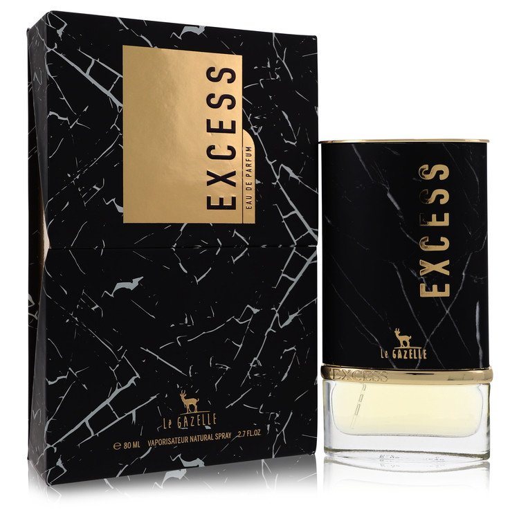 Eau de parfum spray with glass bottle and black box, gold accents and brand label