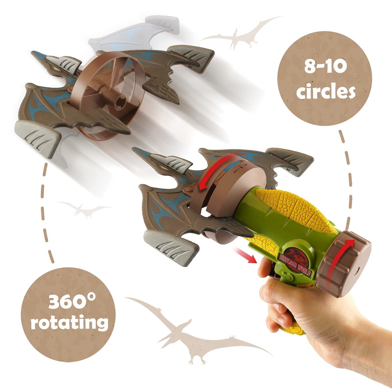 Dinosaur foam airplane catapult toy with launcher and flying dinosaur target pieces