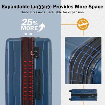 2 Piece Luggage Set with Bags Expanable Spinner Wheels ABS Lightweight Suitcase with TSA Lock 20inch+24inch