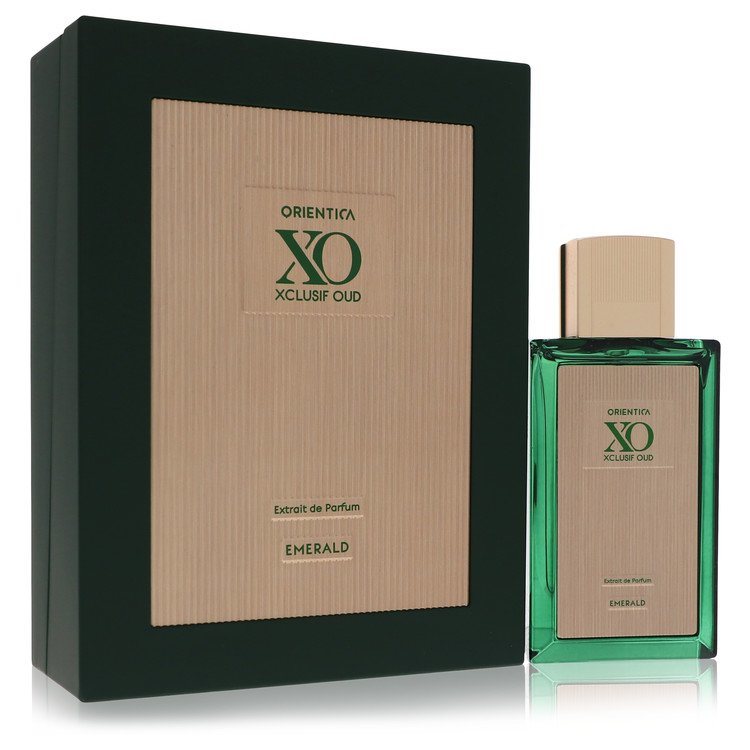 Orientica XO Xclusif Oud Emerald extrait de parfum gift box and glass bottle