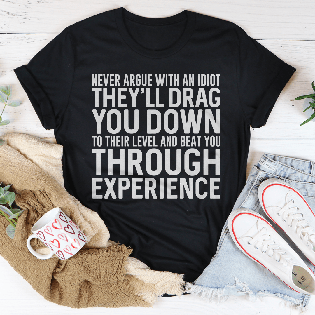 Black graphic slogan crew-neck T-shirt with bold white text design