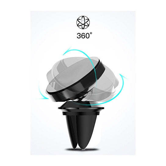 Magnetic car phone mount with 360° rotating head and vent clip