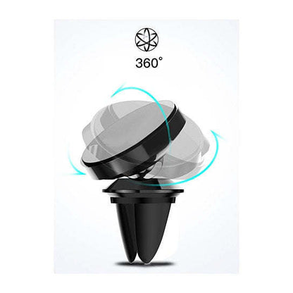 Magnetic car phone mount with 360° rotating head and vent clip