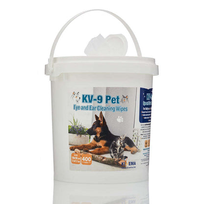 Dog eye and ear cleaning wipes bucket with flip-top lid and handle, white