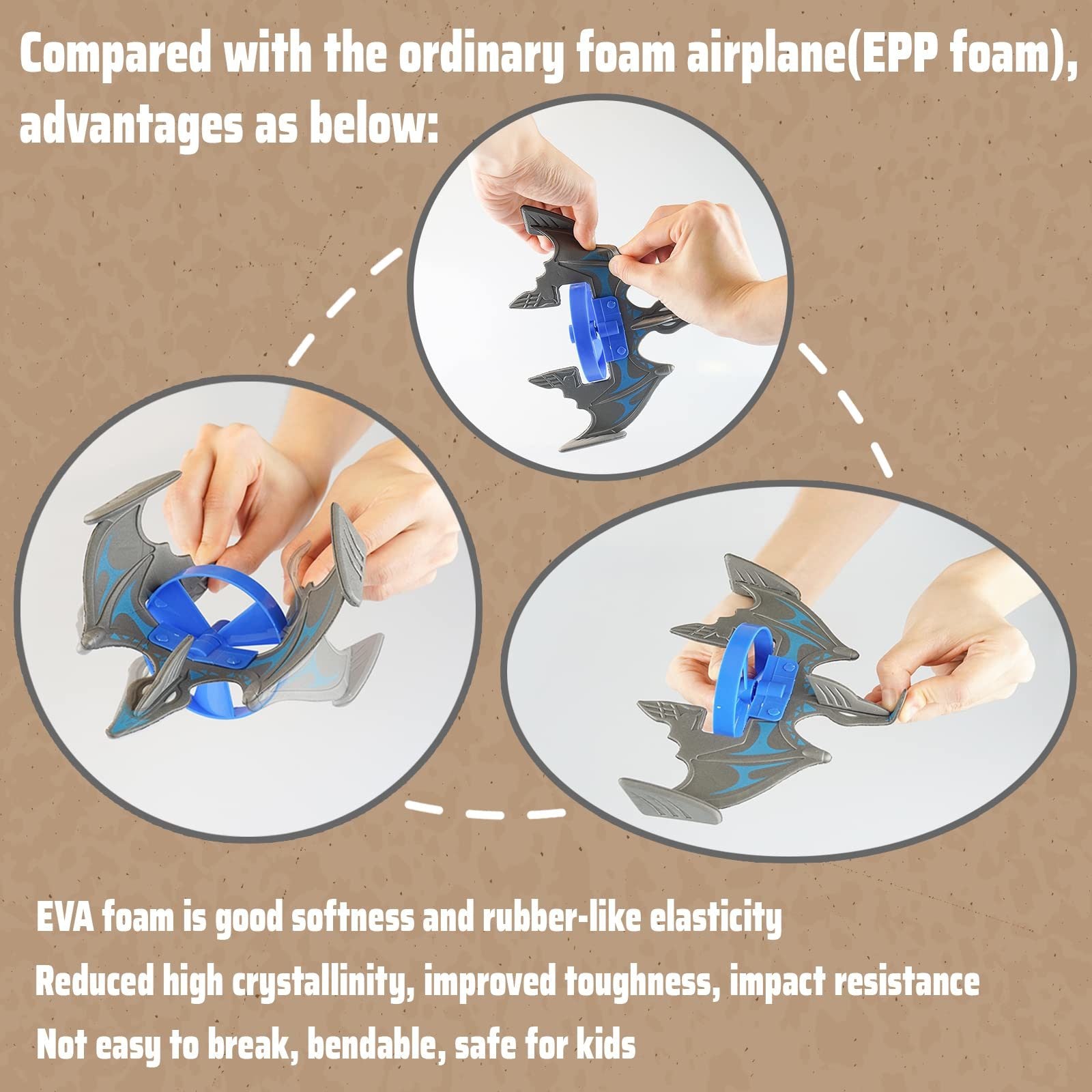Dinosaur foam plane launcher toy with dinosaur target planes for kids to shoot
