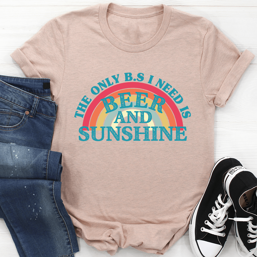 Heather Prism Peach Beer & Sunshine graphic T-shirt, crew neck short sleeves