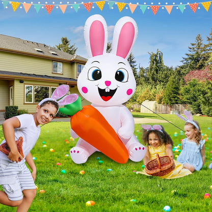 5 Ft Easter Inflatables Easter Decorations, Blow up Easter Bunny with LED Lights Baskets Light up Easter Decor, Easter Decorations for Home Holiday Party Indoor Outdoor Garden Lawn