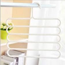 White 5-layer plastic kitchen towel hanger organizer with multiple horizontal bars.