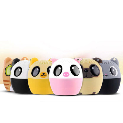 Animal-faced Bluetooth pet speakers with panda, tiger, dog, and cat faces