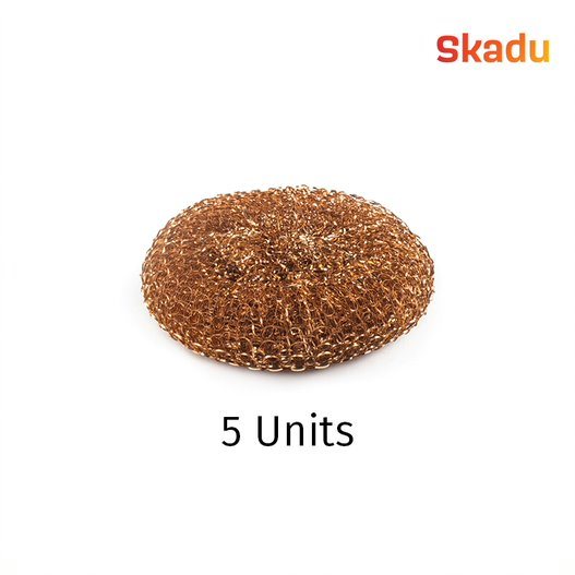 Copper scrubber pad, pack of 5; round copper mesh