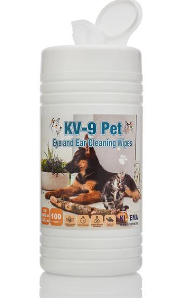 Dog eye and ear cleaning wipes container with flip-top lid, white