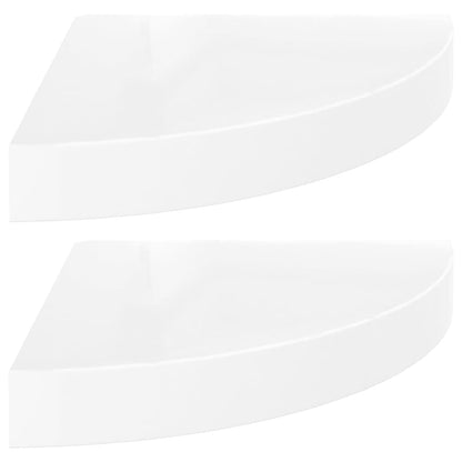 Corner Shelf Set of 2 High gloss white Honeycomb MDF, metal