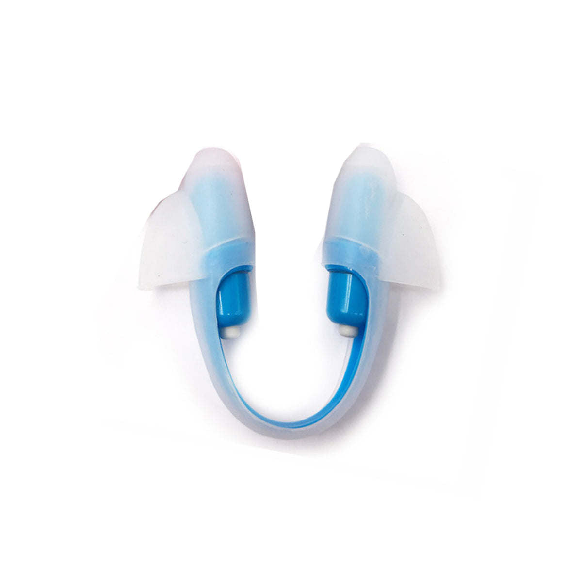 U-shaped eye massager device with white pads and blue center
