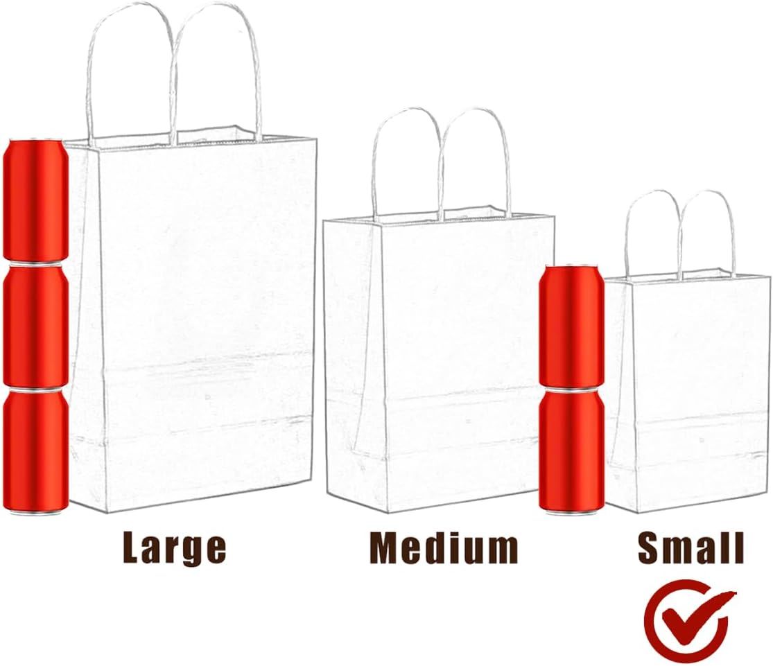 100Pcs Gift Bag with Handles Bulk Kraft Orange Paper Bags Multiple Uses (8.3"x3"x6", Small Size)