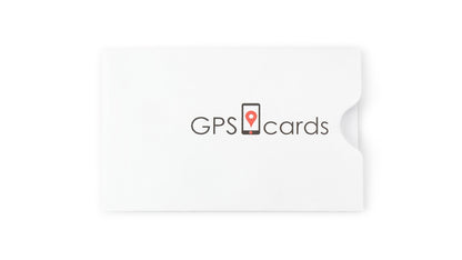 GPS iCards SIM card holder in white sleeve with GPS logo