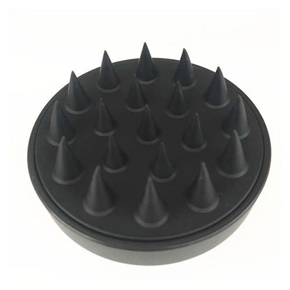 Black silicone scalp massage brush base with raised massage nubs
