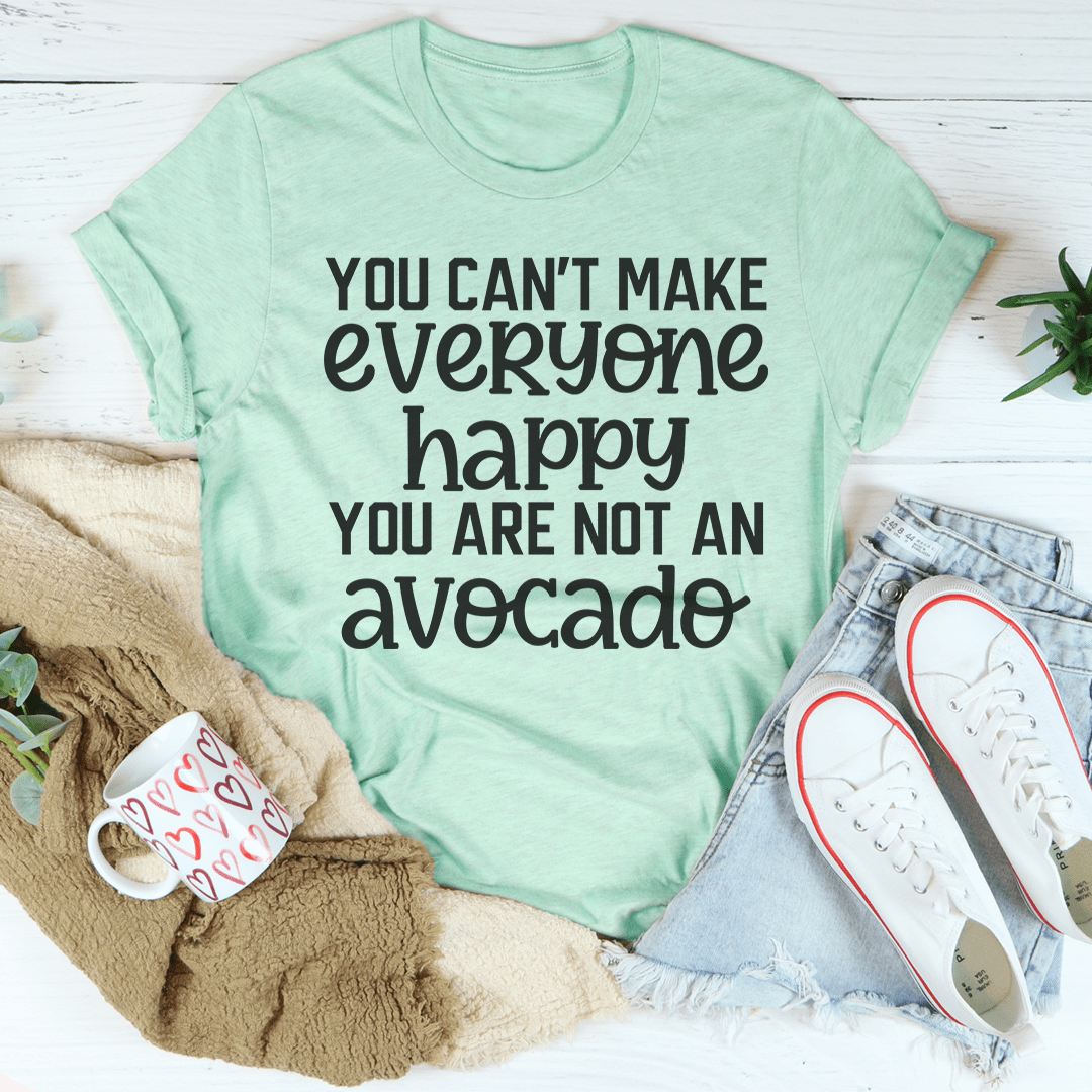 Mint green crewneck T-shirt with large black 'avocado' line in graphic