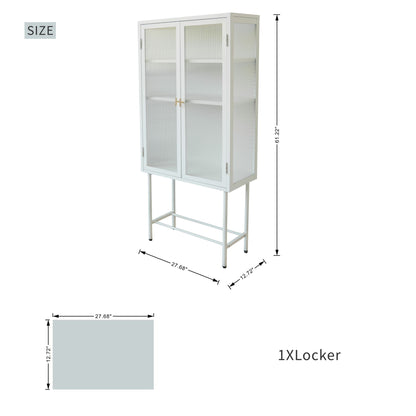 Modern Solid Color Matte Glass Storage Cabinet with Adjustable Shelves