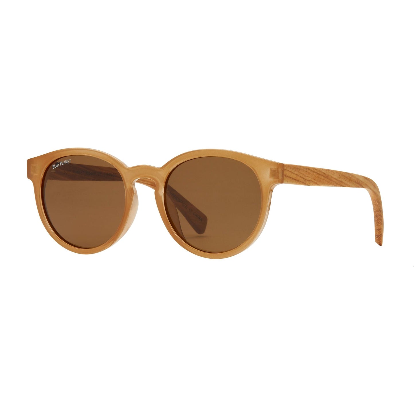 REAGAN polarized sunglasses, brown round frames with polarized dark lenses
