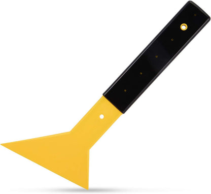 Yellow and black window film squeegee with triangular slim scraper head