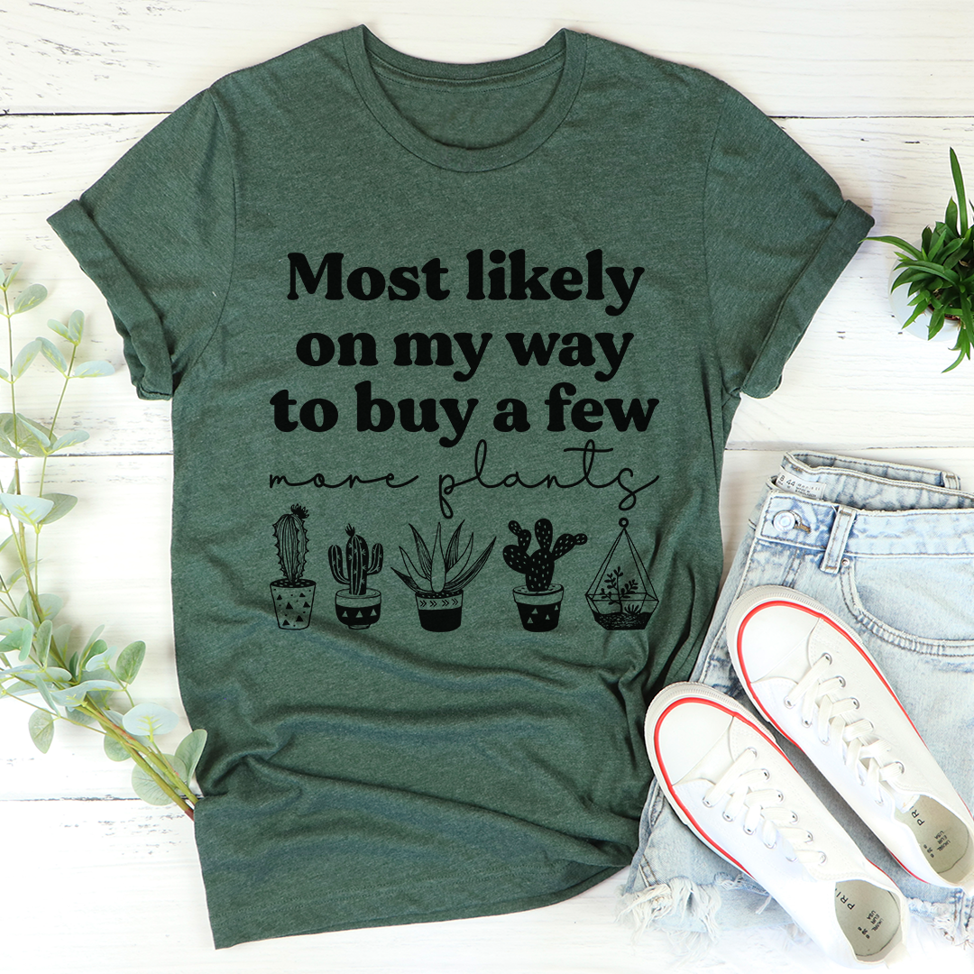 Forest green crewneck T-shirt with black cactus lineup graphic and headline text