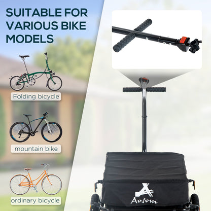 Bicycle Cargo Trailer with Removable Box and Waterproof Cover, Bike Wagon Trailer with Two 16in Wheels