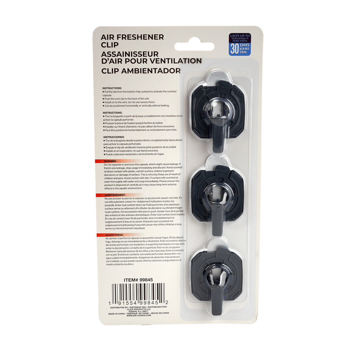 3 Pack Car Air Fresheners - Long Lasting Vent Clips For Men & Women, 3 Pack Up To 90 Days Fits All Car Refresher Odor Eliminator, New Car Scent Variety Pack