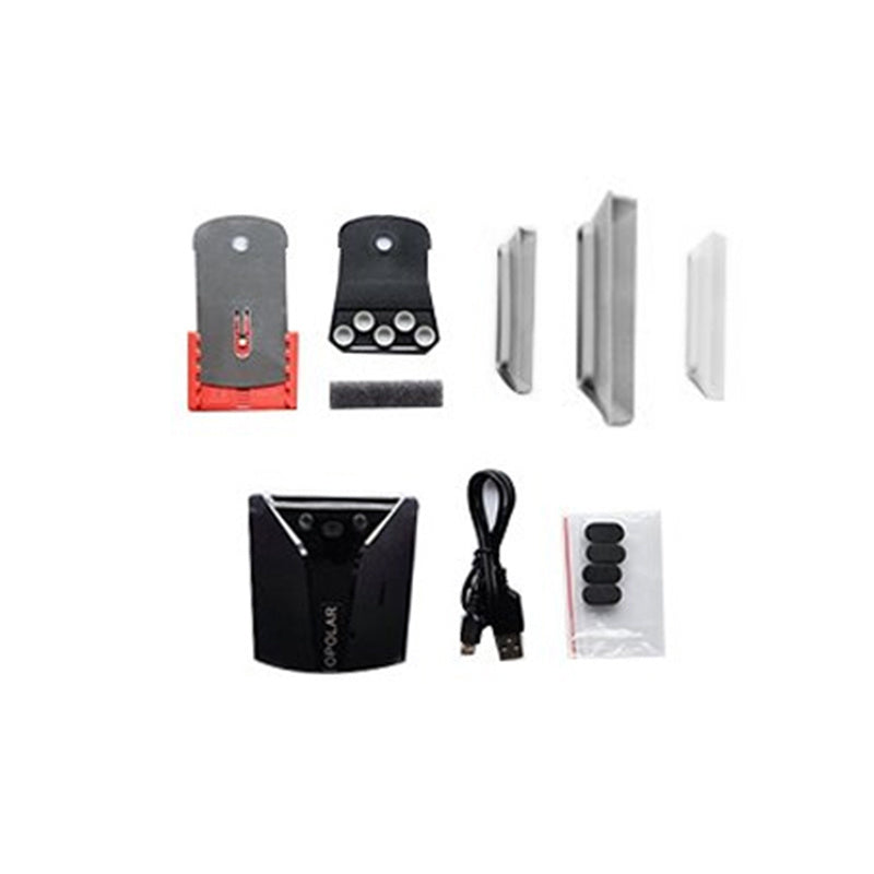 Laptop cooling fan with temperature display, black base and included mounting accessories