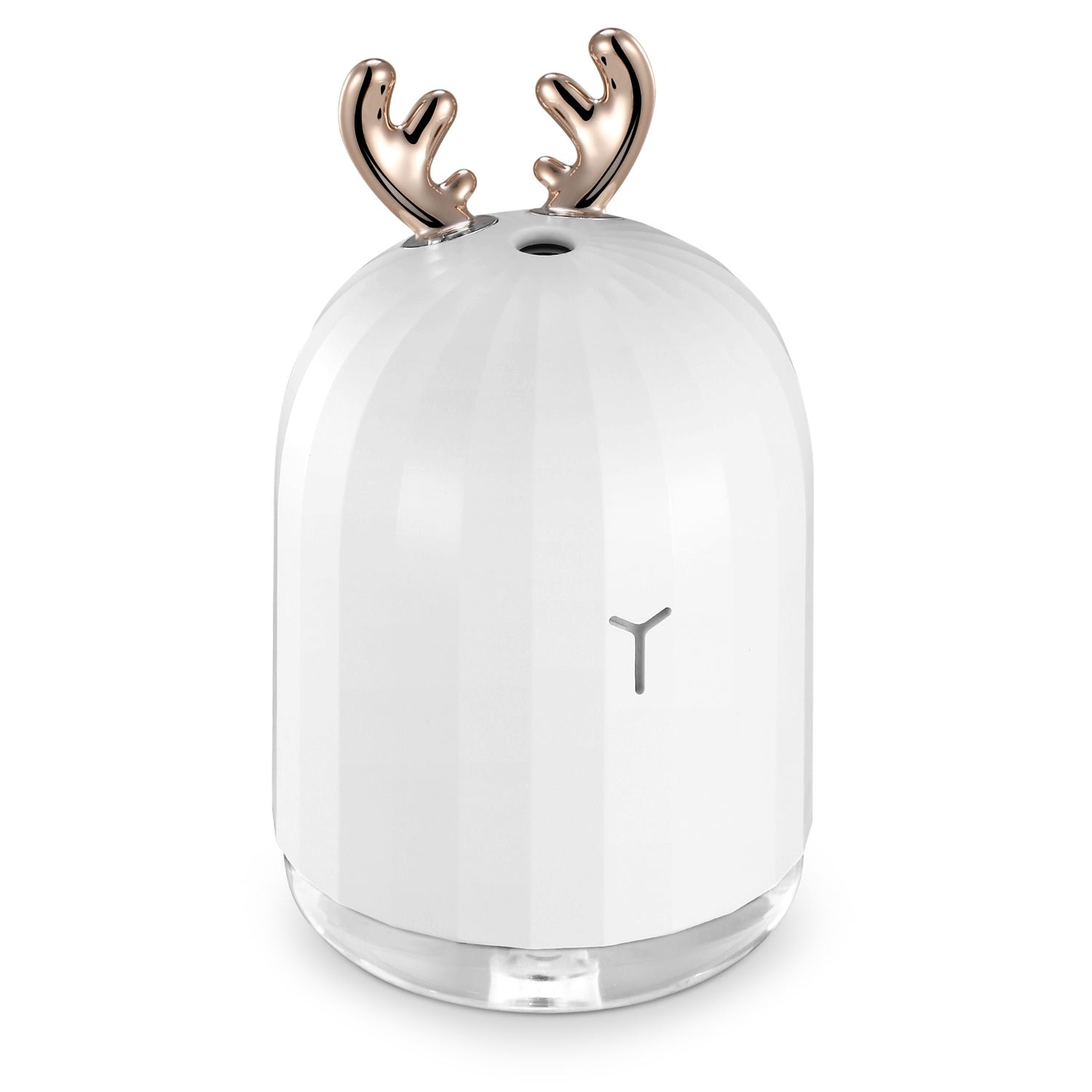 White deer-antler ultrasonic humidifier with top vents and round mist chamber