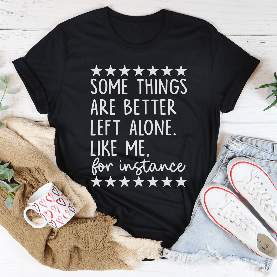 Dark T-shirt featuring star border quote print