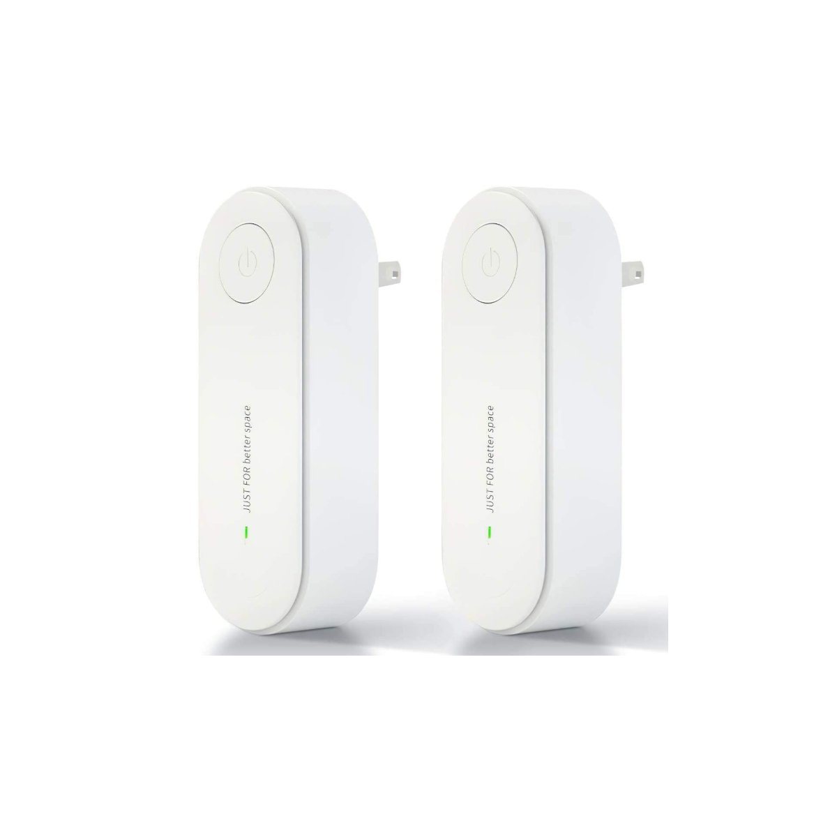 White plug-in insect repellent, two compact units with power button