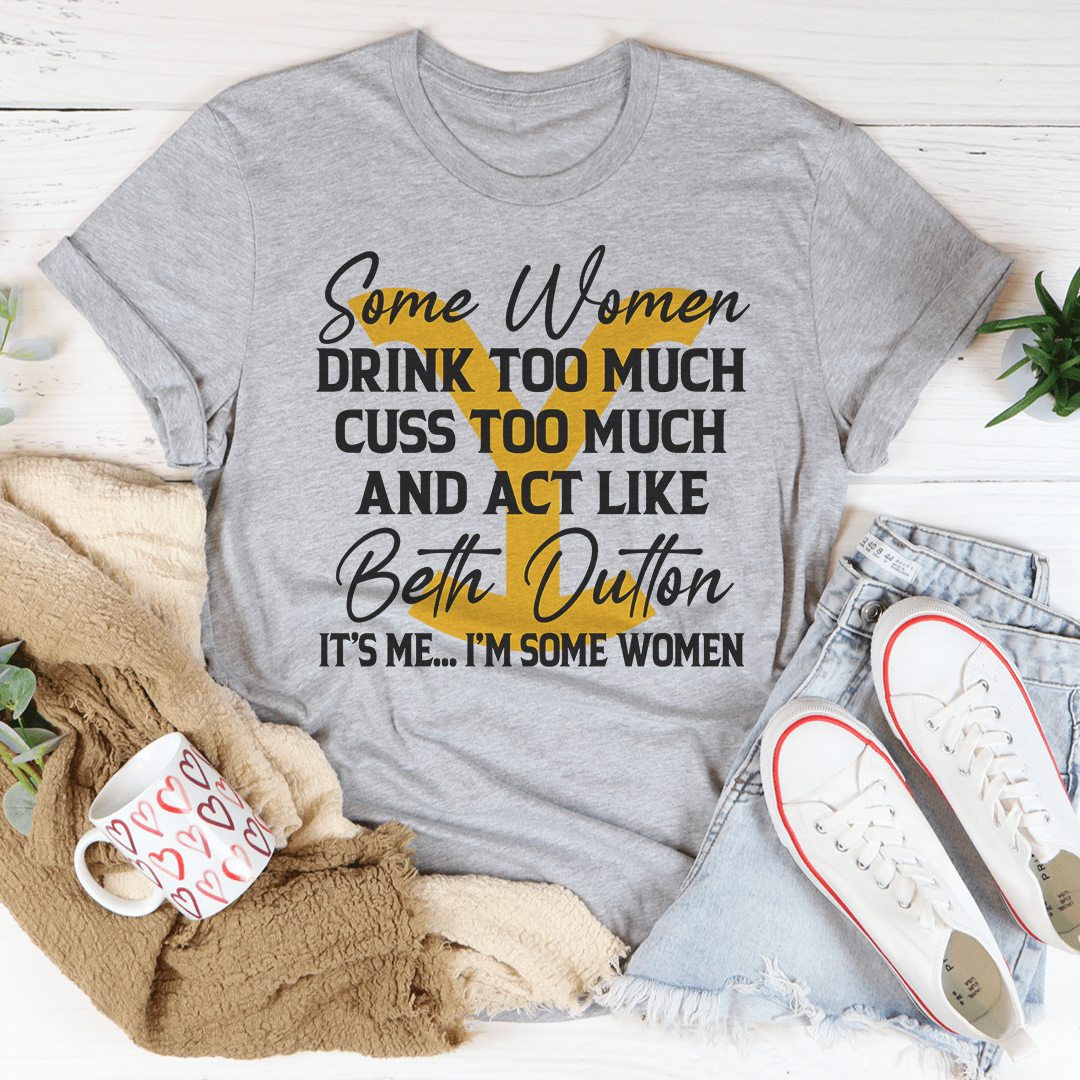 Women’s graphic T-shirt in heather gray with quote text and signature style