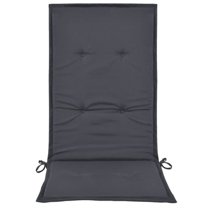 Garden chair cushion in anthracite dark gray with tufted back and bottom ties