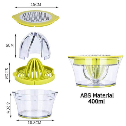 Green manual lemon squeezer with built-in measuring cup, ABS 400 ml