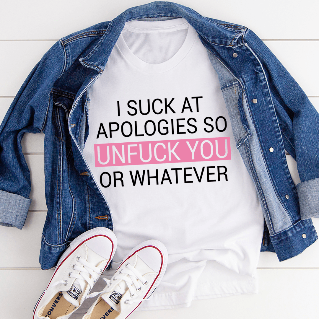 White crewneck graphic t-shirt with centered quote text in black and pink