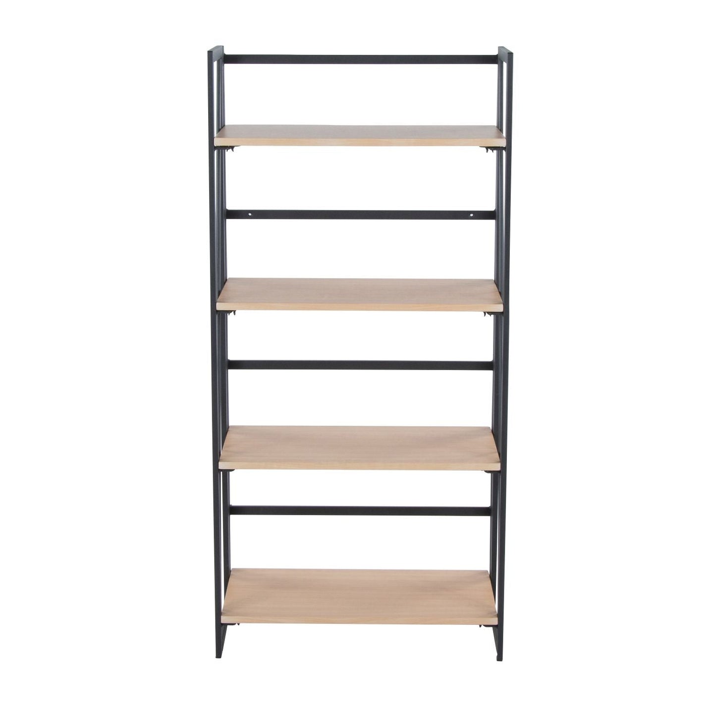 Dakota Contemporary Bookcase in Black Painted Metal and Natural Wood by